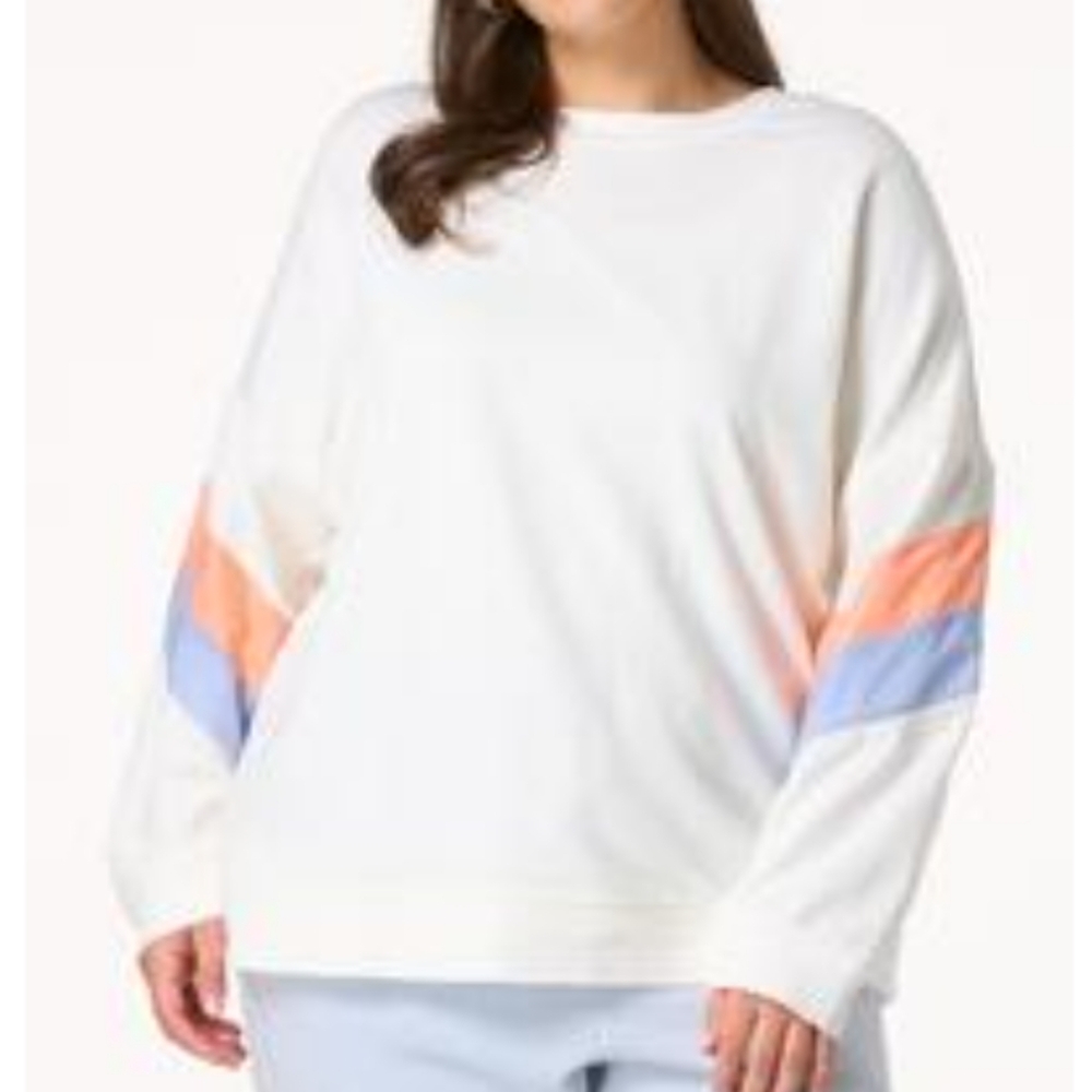 Colorblock Sleeve On Ivory Body Women's Sweatshirt